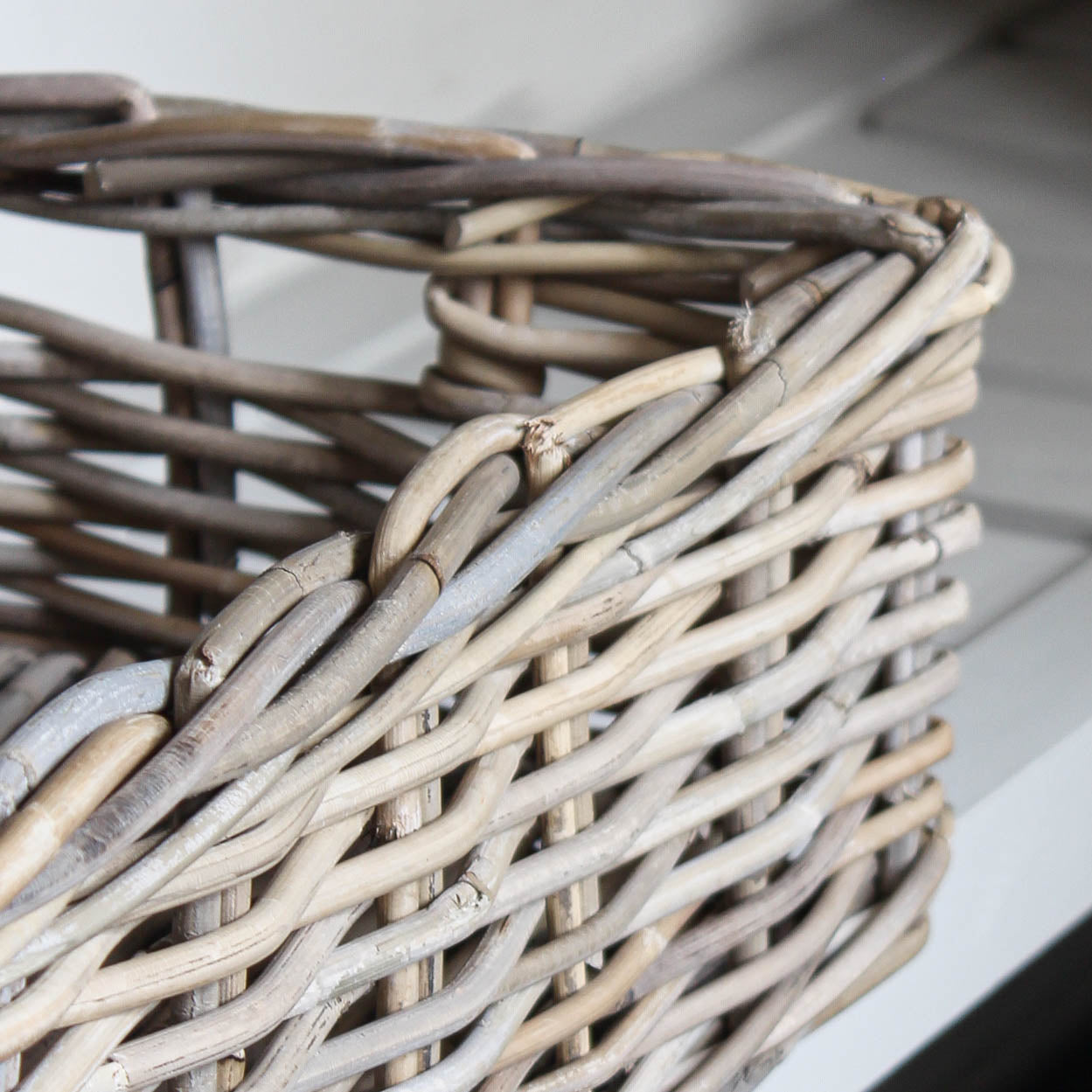 Hand Woven Rattan Storage Basket Rectangular Rattan Wicker Basket