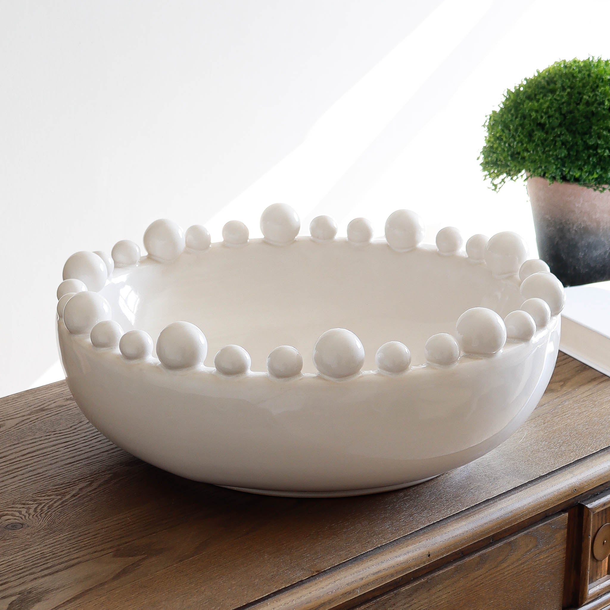 Large Decorative White Ceramic Bowl - Marquis & Dawe