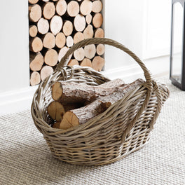 Rattan Log Basket With Handle