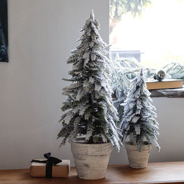 Large Snowy Christmas Tree in Pot