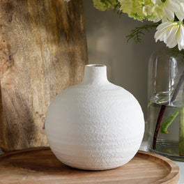 White Round Bud Vase