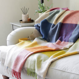 Bright and Beige Check Wool Throw