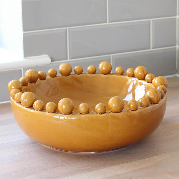 Large Decorative Beige Ceramic Bowl - Marquis & Dawe