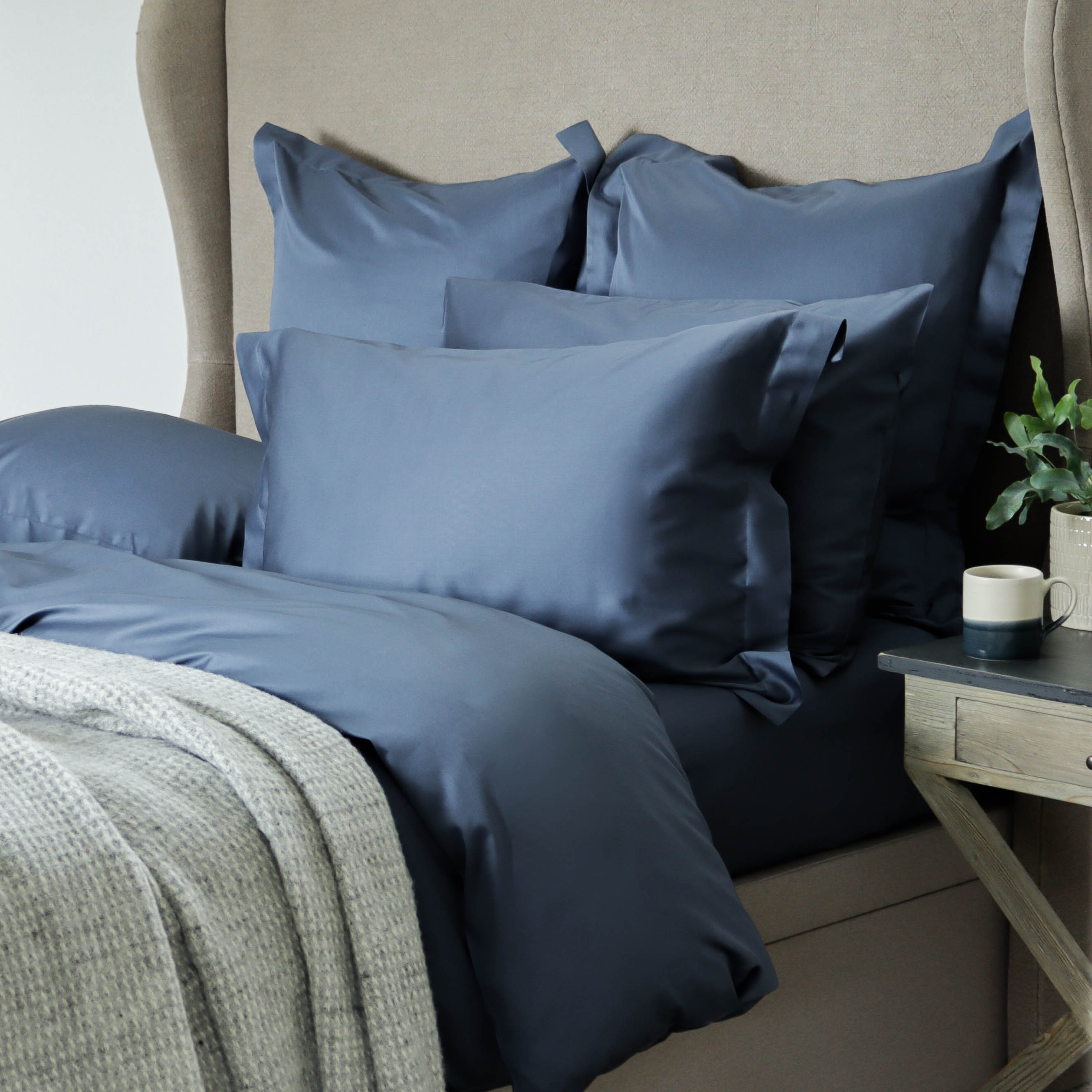 Dusk Blue Organic Cotton Sateen Pillowcase Marquis & Dawe