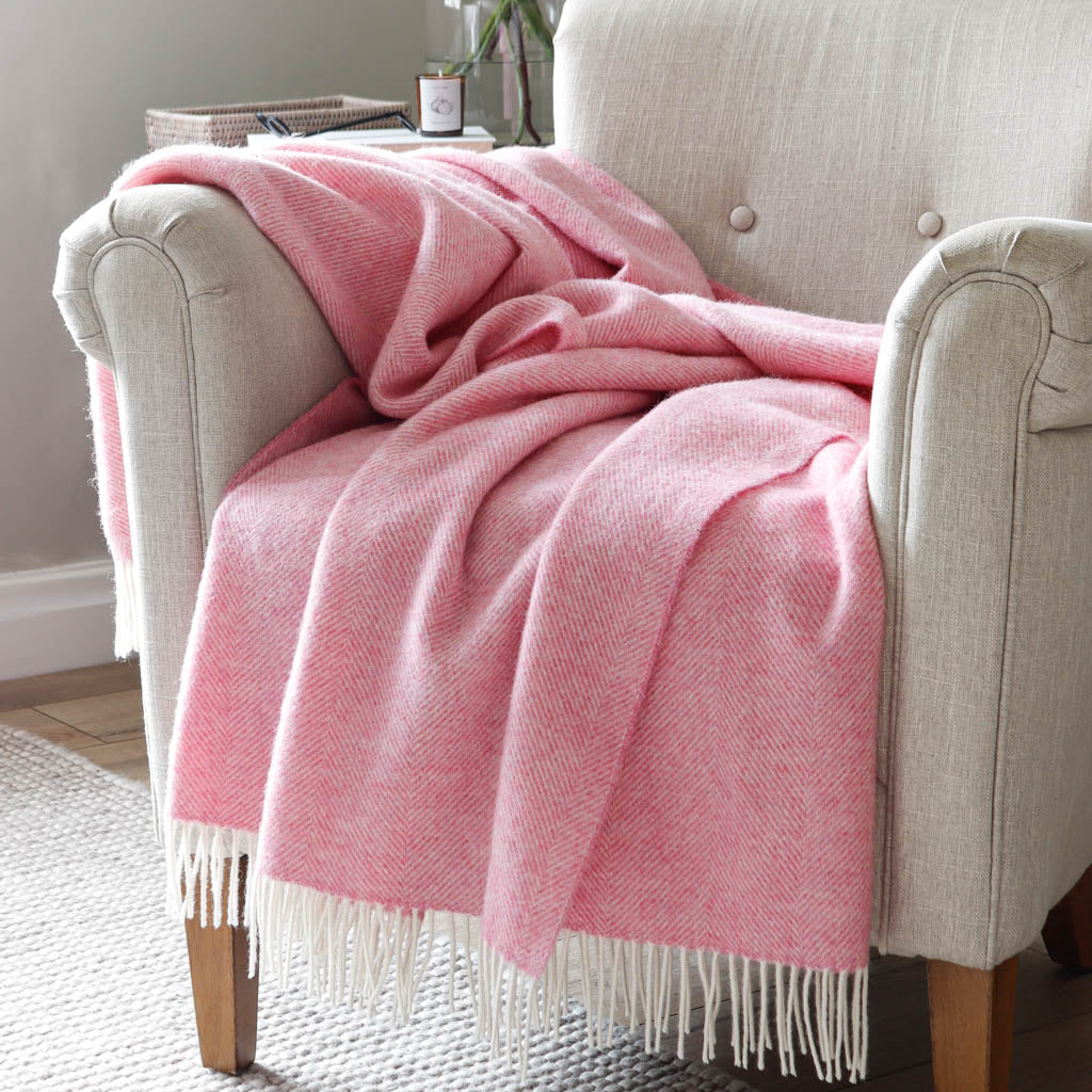 Bright Pink Herringbone Wool Throw Marquis Dawe