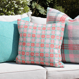 Pink and Turquoise Spot Square Cushion
