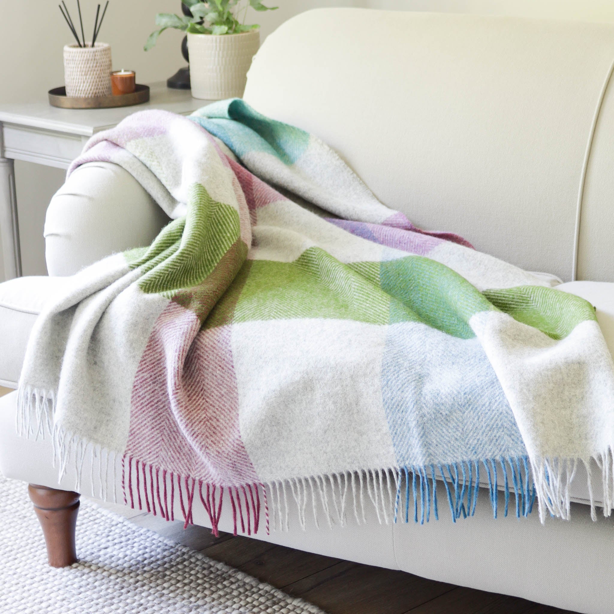 Multi Block Check 100 Wool Throw Marquis & Dawe