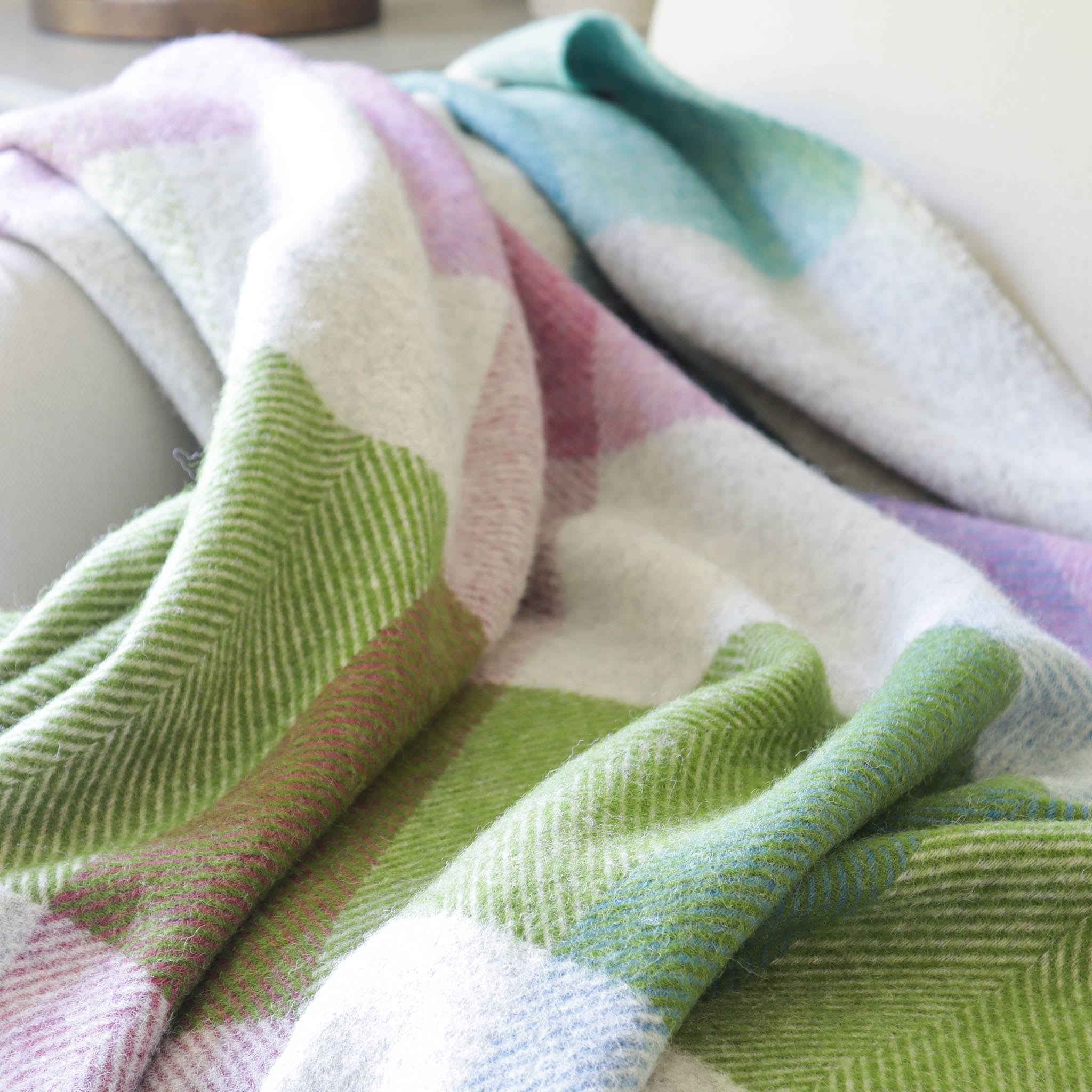 Multi Block Check 100 Wool Throw Marquis & Dawe