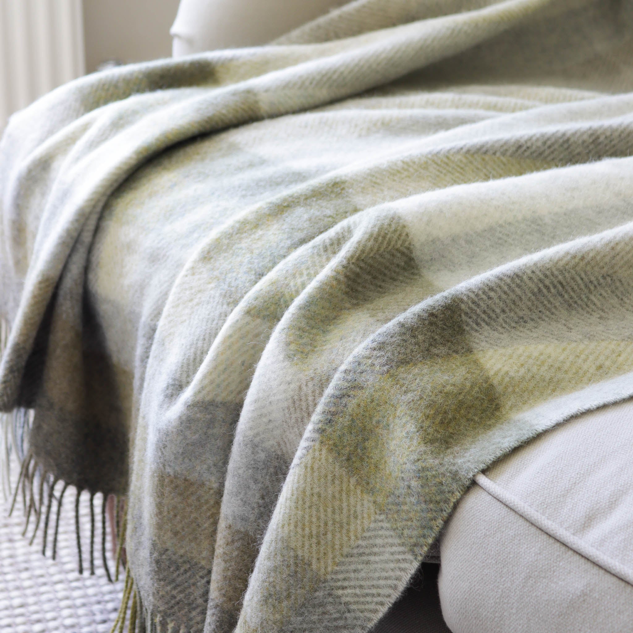 Grey Green Woven Throw Sage Green Handwoven Mohair Throw