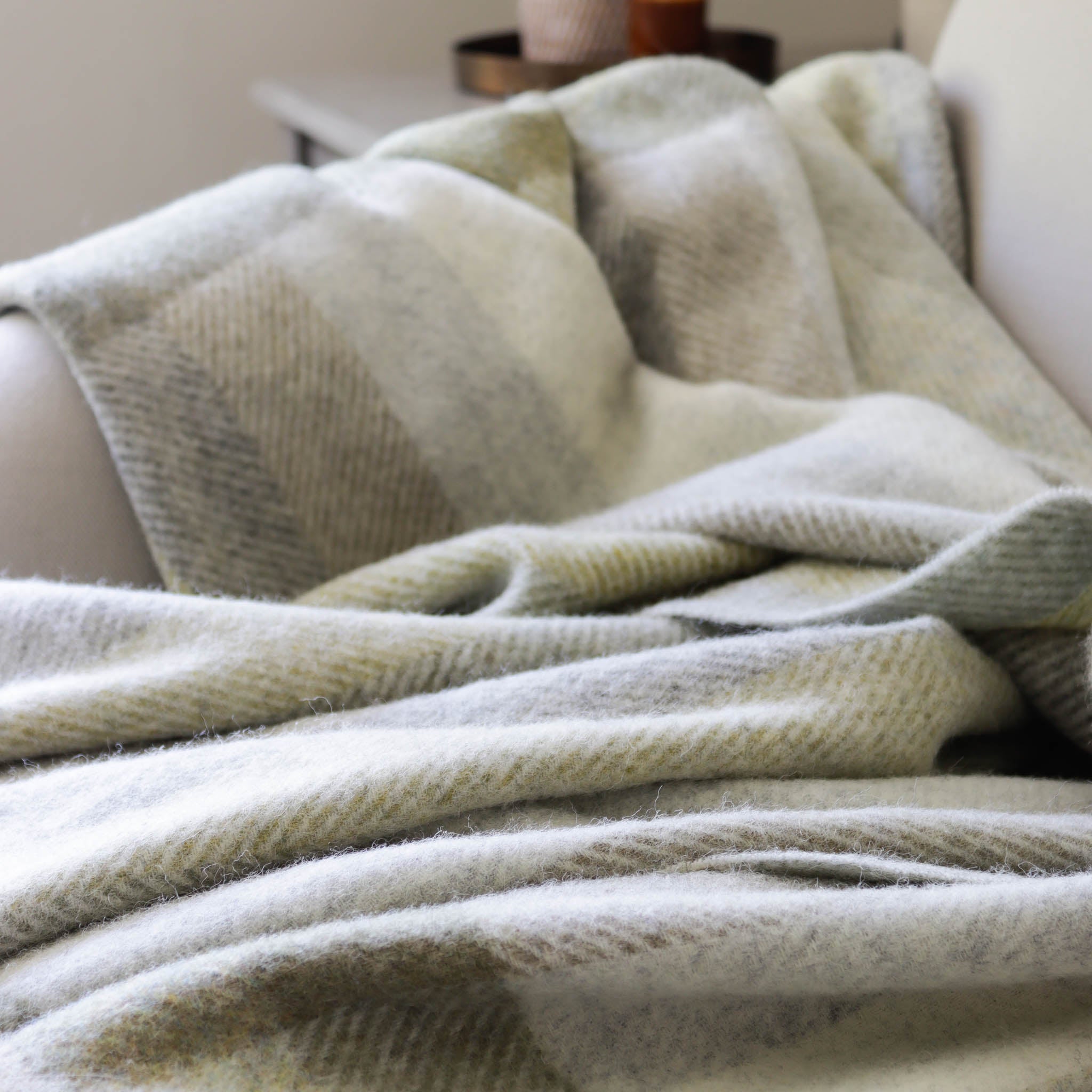 Grey And Sage Green Throw