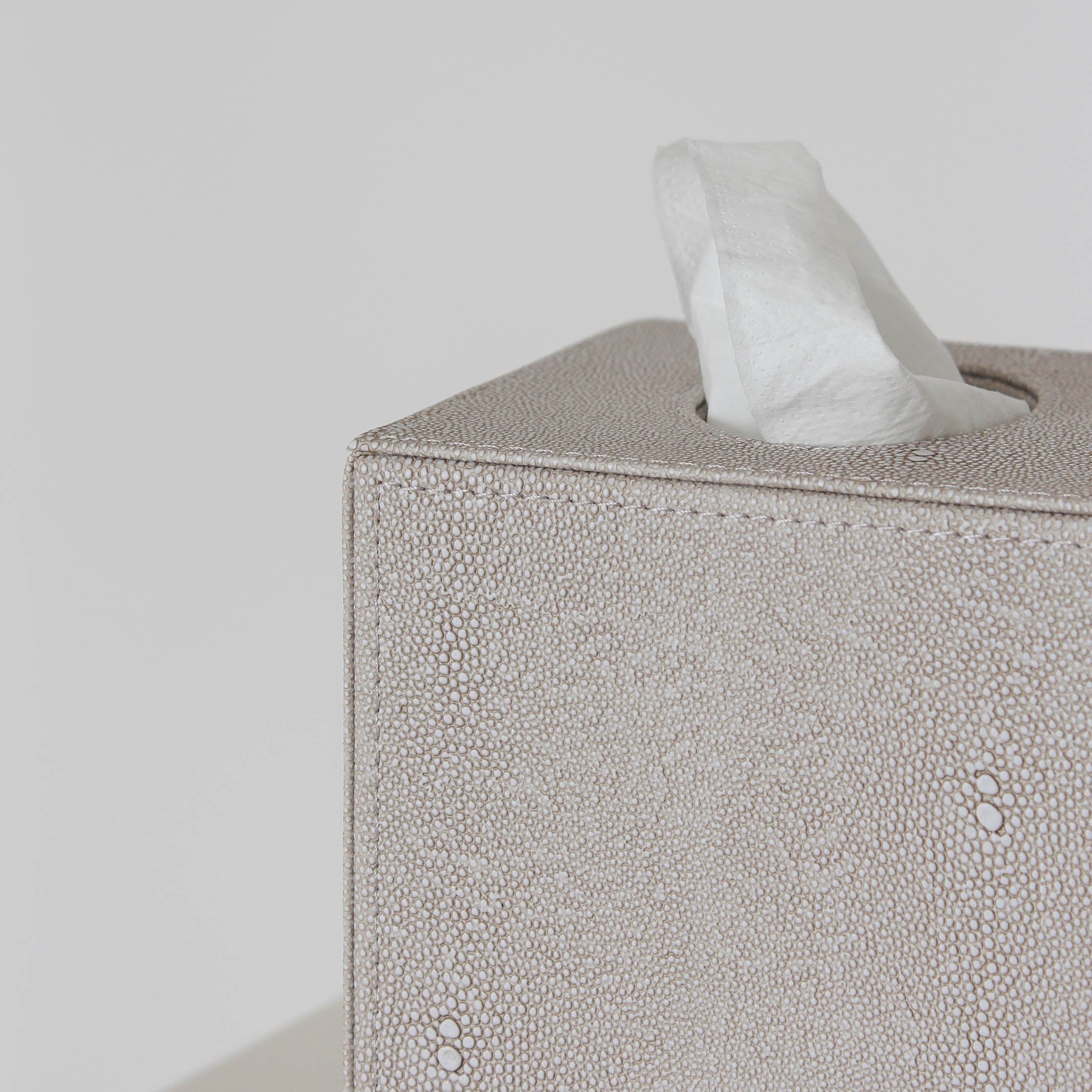 Faux Shagreen Ivory Tissue Box | Marquis & Dawe