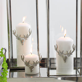 Three Large Silver Stag Candle Pins